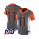 Women's Cincinnati Bengals #11 John Ross Limited Silver Inverted Legend 100th Season Football Jersey