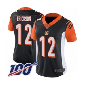 Women's Cincinnati Bengals #12 Alex Erickson Black Team Color Vapor Untouchable Limited Player 100th Season Football Jersey