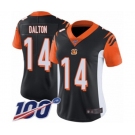 Women's Cincinnati Bengals #14 Andy Dalton Black Team Color Vapor Untouchable Limited Player 100th Season Football Jersey