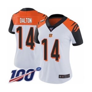 Women's Cincinnati Bengals #14 Andy Dalton White Vapor Untouchable Limited Player 100th Season Football Jersey