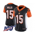 Women's Cincinnati Bengals #15 Damion Willis Black Team Color Vapor Untouchable Limited Player 100th Season Football Jersey