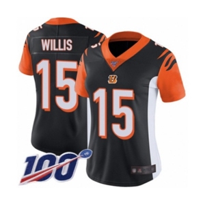 Women's Cincinnati Bengals #15 Damion Willis Black Team Color Vapor Untouchable Limited Player 100th Season Football Jersey
