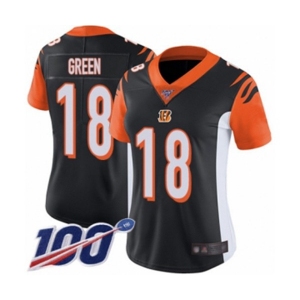 Women's Cincinnati Bengals #18 A.J. Green Black Team Color Vapor Untouchable Limited Player 100th Season Football Jersey
