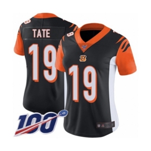 Women's Cincinnati Bengals #19 Auden Tate Black Team Color Vapor Untouchable Limited Player 100th Season Football Jersey