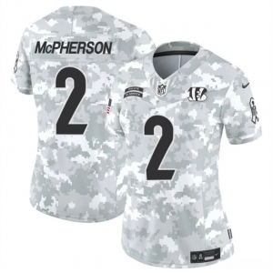 Women's Cincinnati Bengals #2 Evan McPherson 2024 F.U.S.E Arctic Camo Salute To Service Limited Stitched Football Jersey