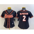 Women's Cincinnati Bengals #2 Evan McPherson Black With Patch Cool Base Stitched Baseball Jersey