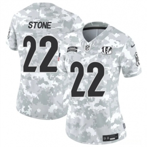 Women's Cincinnati Bengals #22 Geno Stone 2024 F.U.S.E Arctic Camo Salute To Service Limited Stitched Football Jersey