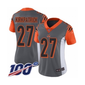 Women's Cincinnati Bengals #27 Dre Kirkpatrick Limited Silver Inverted Legend 100th Season Football Jersey