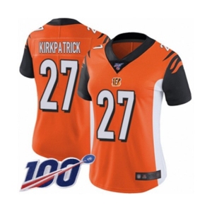 Women's Cincinnati Bengals #27 Dre Kirkpatrick Orange Alternate Vapor Untouchable Limited Player 100th Season Football Jersey