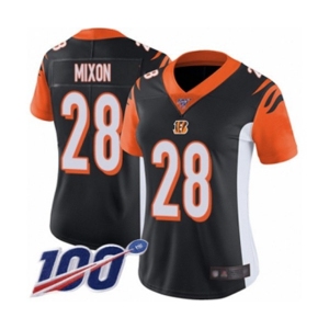 Women's Cincinnati Bengals #28 Joe Mixon Black Team Color Vapor Untouchable Limited Player 100th Season Football Jersey