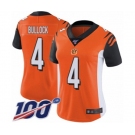 Women's Cincinnati Bengals #4 Randy Bullock Orange Alternate Vapor Untouchable Limited Player 100th Season Football Jersey