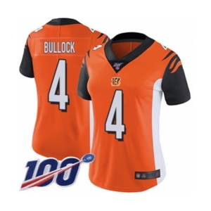 Women's Cincinnati Bengals #4 Randy Bullock Orange Alternate Vapor Untouchable Limited Player 100th Season Football Jersey