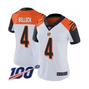 Women's Cincinnati Bengals #4 Randy Bullock White Vapor Untouchable Limited Player 100th Season Football Jersey