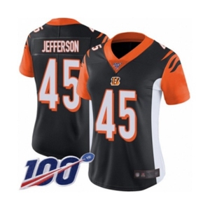 Women's Cincinnati Bengals #45 Malik Jefferson Black Team Color Vapor Untouchable Limited Player 100th Season Football Jersey