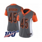 Women's Cincinnati Bengals #45 Malik Jefferson Limited Silver Inverted Legend 100th Season Football Jersey