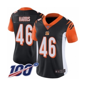 Women's Cincinnati Bengals #46 Clark Harris Black Team Color Vapor Untouchable Limited Player 100th Season Football Jersey