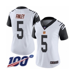 Women's Cincinnati Bengals #5 Ryan Finley Limited White Rush Vapor Untouchable 100th Season Football Jersey