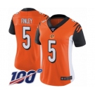 Women's Cincinnati Bengals #5 Ryan Finley Orange Alternate Vapor Untouchable Limited Player 100th Season Football Jersey