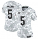 Women's Cincinnati Bengals #5 Tee Higgins 2024 F.U.S.E Arctic Camo Salute To Service Limited Stitched Football Jersey