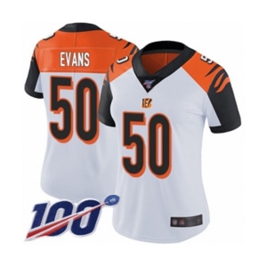 Women's Cincinnati Bengals #50 Jordan Evans White Vapor Untouchable Limited Player 100th Season Football Jersey