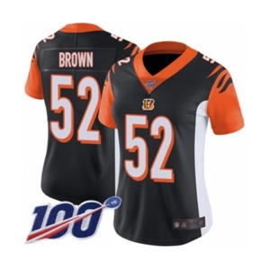 Women's Cincinnati Bengals #52 Preston Brown Black Team Color Vapor Untouchable Limited Player 100th Season Football Jersey