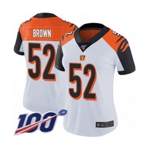 Women's Cincinnati Bengals #52 Preston Brown White Vapor Untouchable Limited Player 100th Season Football Jersey