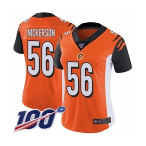 Women's Cincinnati Bengals #56 Hardy Nickerson Orange Alternate Vapor Untouchable Limited Player 100th Season Football Jersey