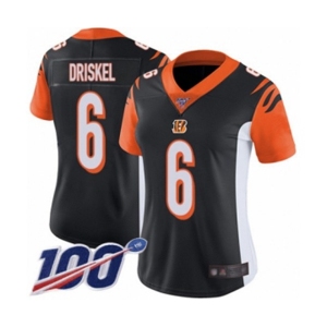 Women's Cincinnati Bengals #6 Jeff Driskel Black Team Color Vapor Untouchable Limited Player 100th Season Football Jersey