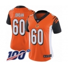 Women's Cincinnati Bengals #60 Michael Jordan Orange Alternate Vapor Untouchable Limited Player 100th Season Football Jersey