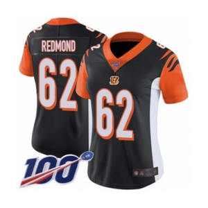 Women's Cincinnati Bengals #62 Alex Redmond Black Team Color Vapor Untouchable Limited Player 100th Season Football Jersey
