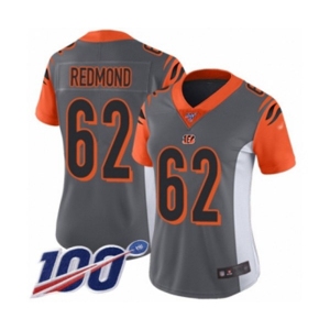 Women's Cincinnati Bengals #62 Alex Redmond Limited Silver Inverted Legend 100th Season Football Jersey