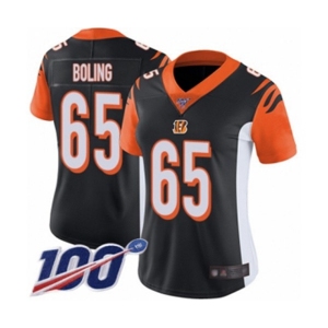 Women's Cincinnati Bengals #65 Clint Boling Black Team Color Vapor Untouchable Limited Player 100th Season Football Jersey