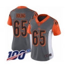 Women's Cincinnati Bengals #65 Clint Boling Limited Silver Inverted Legend 100th Season Football Jersey