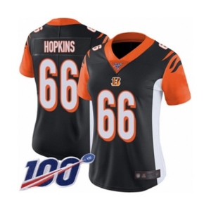 Women's Cincinnati Bengals #66 Trey Hopkins Black Team Color Vapor Untouchable Limited Player 100th Season Football Jersey