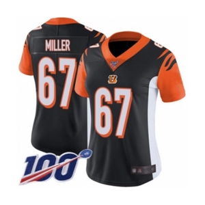 Women's Cincinnati Bengals #67 John Miller Black Team Color Vapor Untouchable Limited Player 100th Season Football Jersey