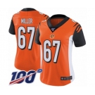 Women's Cincinnati Bengals #67 John Miller Orange Alternate Vapor Untouchable Limited Player 100th Season Football Jersey