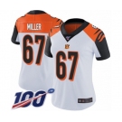 Women's Cincinnati Bengals #67 John Miller White Vapor Untouchable Limited Player 100th Season Football Jersey