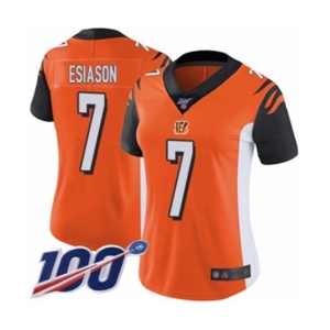 Women's Cincinnati Bengals #7 Boomer Esiason Orange Alternate Vapor Untouchable Limited Player 100th Season Football Jersey