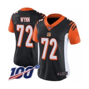 Women's Cincinnati Bengals #72 Kerry Wynn Black Team Color Vapor Untouchable Limited Player 100th Season Football Jersey