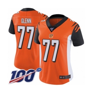 Women's Cincinnati Bengals #77 Cordy Glenn Orange Alternate Vapor Untouchable Limited Player 100th Season Football Jersey