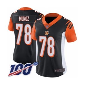 Women's Cincinnati Bengals #78 Anthony Munoz Black Team Color Vapor Untouchable Limited Player 100th Season Football Jersey