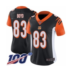 Women's Cincinnati Bengals #83 Tyler Boyd Black Team Color Vapor Untouchable Limited Player 100th Season Football Jersey