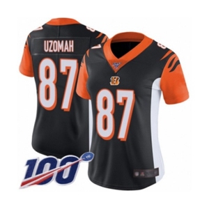 Women's Cincinnati Bengals #87 C.J. Uzomah Black Team Color Vapor Untouchable Limited Player 100th Season Football Jersey