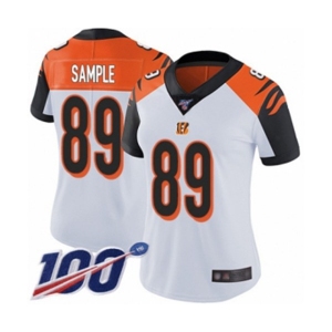 Women's Cincinnati Bengals #89 Drew Sample White Vapor Untouchable Limited Player 100th Season Football Jersey