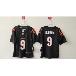 Women's Cincinnati Bengals #9 Joe Burrow Black Vapor Football Stitched Jersey