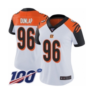 Women's Cincinnati Bengals #96 Carlos Dunlap White Vapor Untouchable Limited Player 100th Season Football Jersey