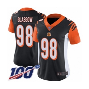 Women's Cincinnati Bengals #98 Ryan Glasgow Black Team Color Vapor Untouchable Limited Player 100th Season Football Jersey
