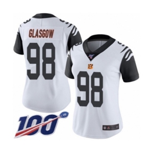 Women's Cincinnati Bengals #98 Ryan Glasgow Limited White Rush Vapor Untouchable 100th Season Football Jersey