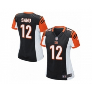 Women's Nike Cincinnati Bengals #12 Mohamed Sanu Game Black Team Color NFL Jersey