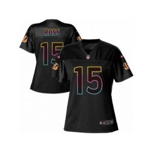 Women's Nike Cincinnati Bengals #15 John Ross Game Black Fashion NFL Jersey